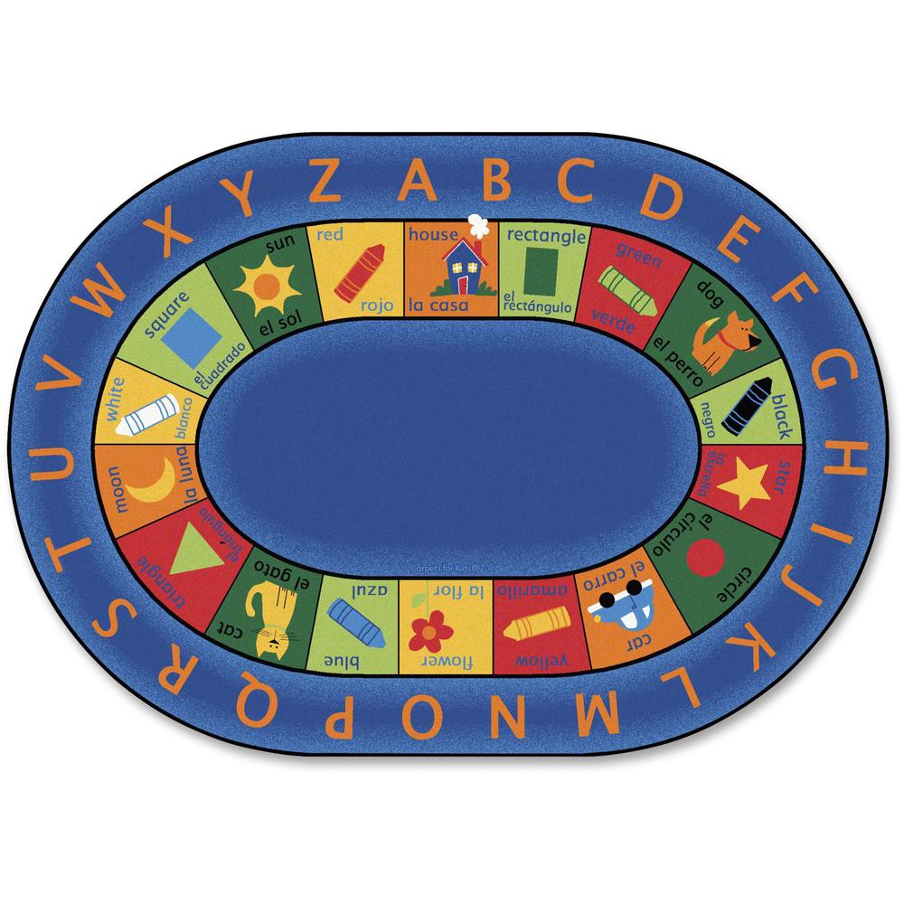 This is the image of Carpets for Kids Bilingual Early Learning Oval Rug - 11.67 ft Length x 99" Width