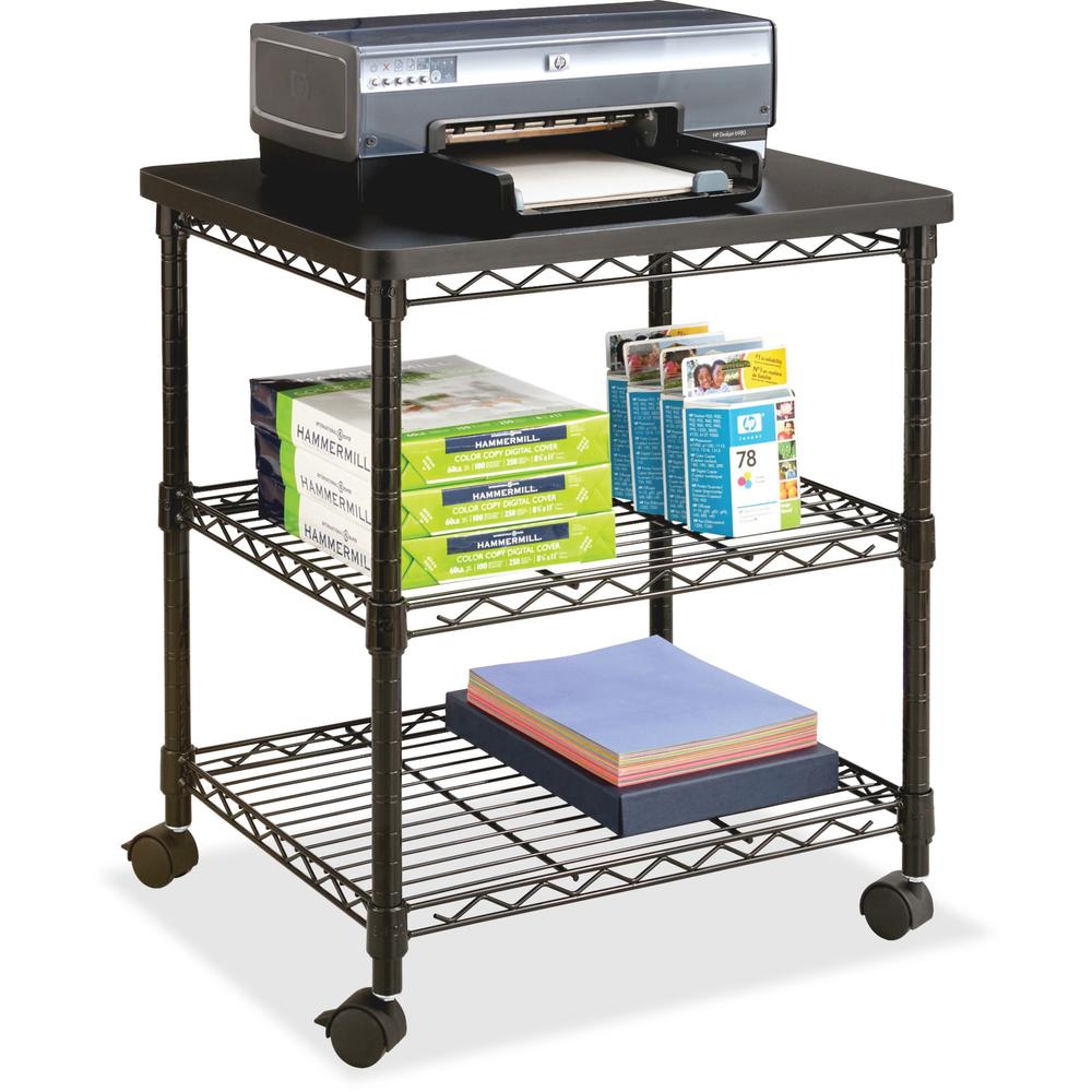 Image of Safco Deskside Wire Machine Stand - 200 Lb Load Capacity - 2 X Shelf(Ves) - 27" Height X 24" Width X 20" Depth - Steel - Black