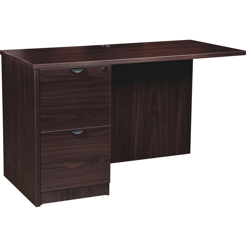 This is the image of Lorell Prominence 2.0 Espresso Laminate Left Return - 2-Drawer - 42" x 24" x 29" - 1" Top - 2 x File Drawer(s) - Band Edge - Material: Particleboard - Finish: Espresso Laminate, Thermofused Melamine (TFM)