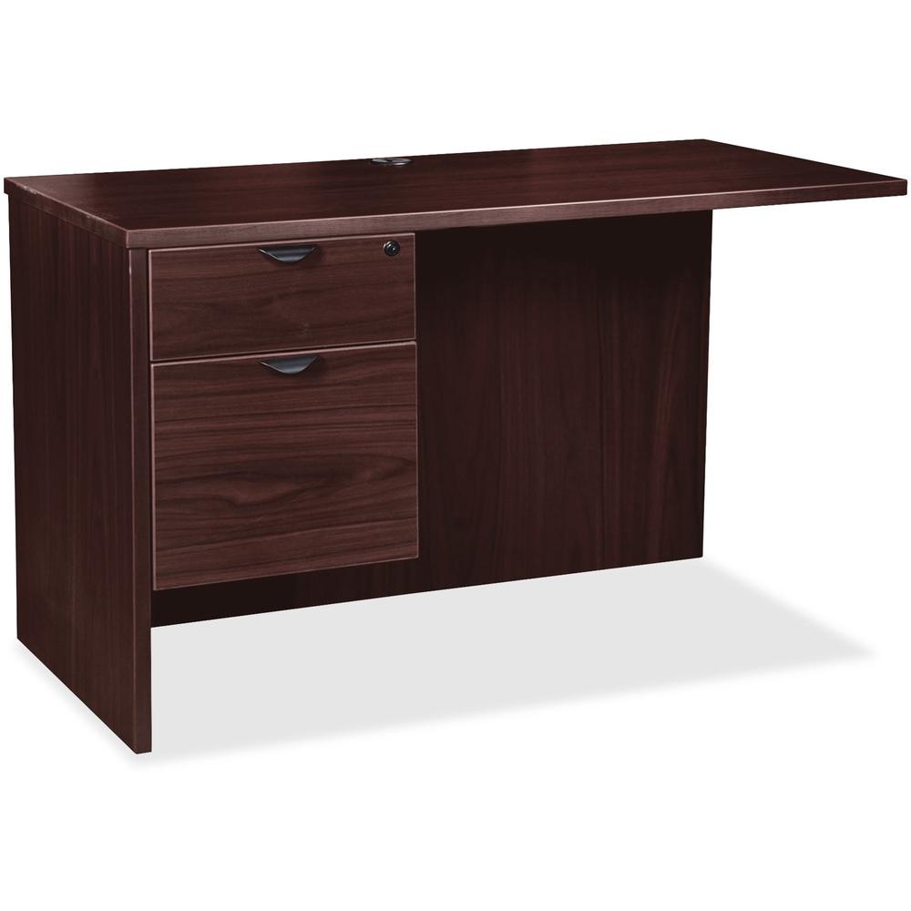 This is the image of Lorell Prominence 2.0 Espresso Laminate Box/File Left Return - 2-Drawer - 42" x 24" x 29" - 1" Top - 2 x File, Box Drawer(s) - Single Pedestal on Left Side - Band Edge - Material: Particleboard - Finish