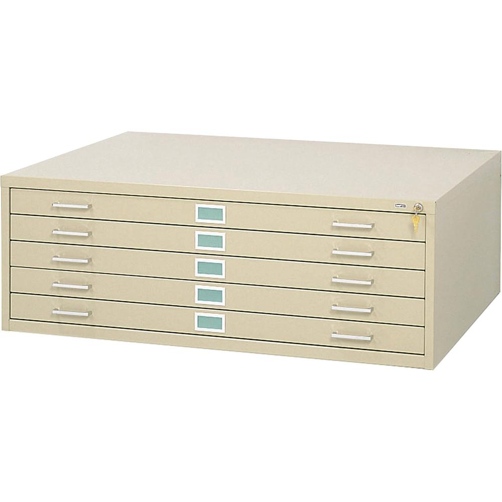 Safco 5-Drawer Steel Flat File - 46.5" x 35.5" x 16.5" - Stackable - Tropic Sand - Powder Coated - Recycled