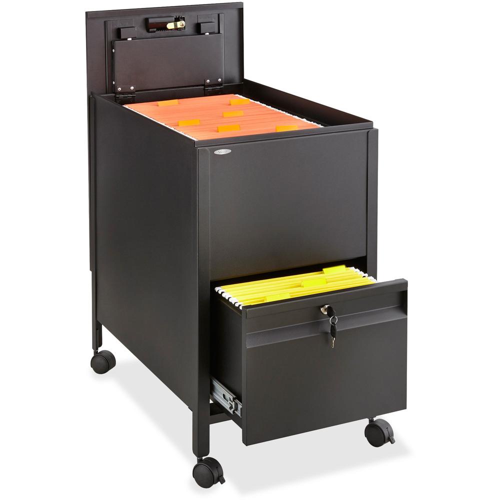 Safco Mobile File Cart - 300 lb Capacity - 4 Casters - Steel - 17" Width x 26" Depth x 28" Height - Black