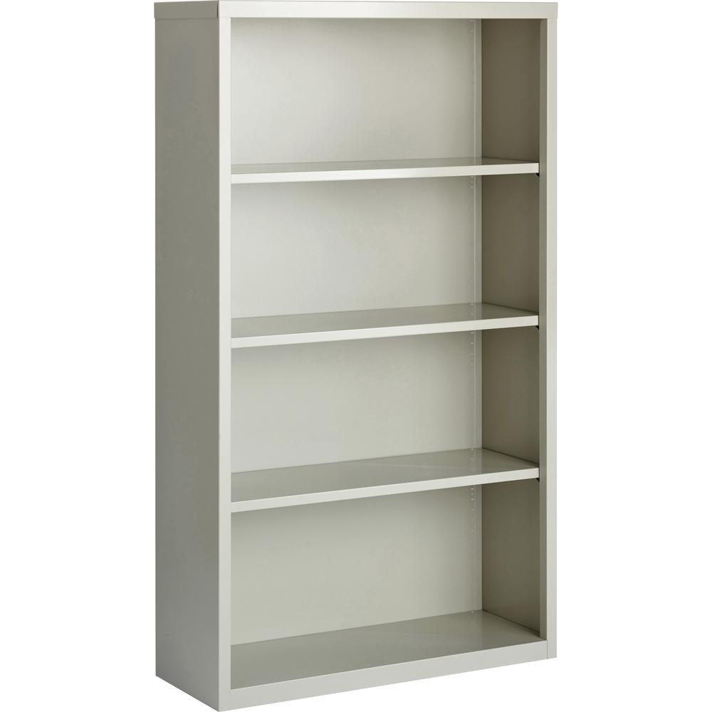 Lorell Fortress Bookcase - 34.5" x 13" x 60" - 4 Shelves - Light Gray - Powder Coated Steel - Recycled