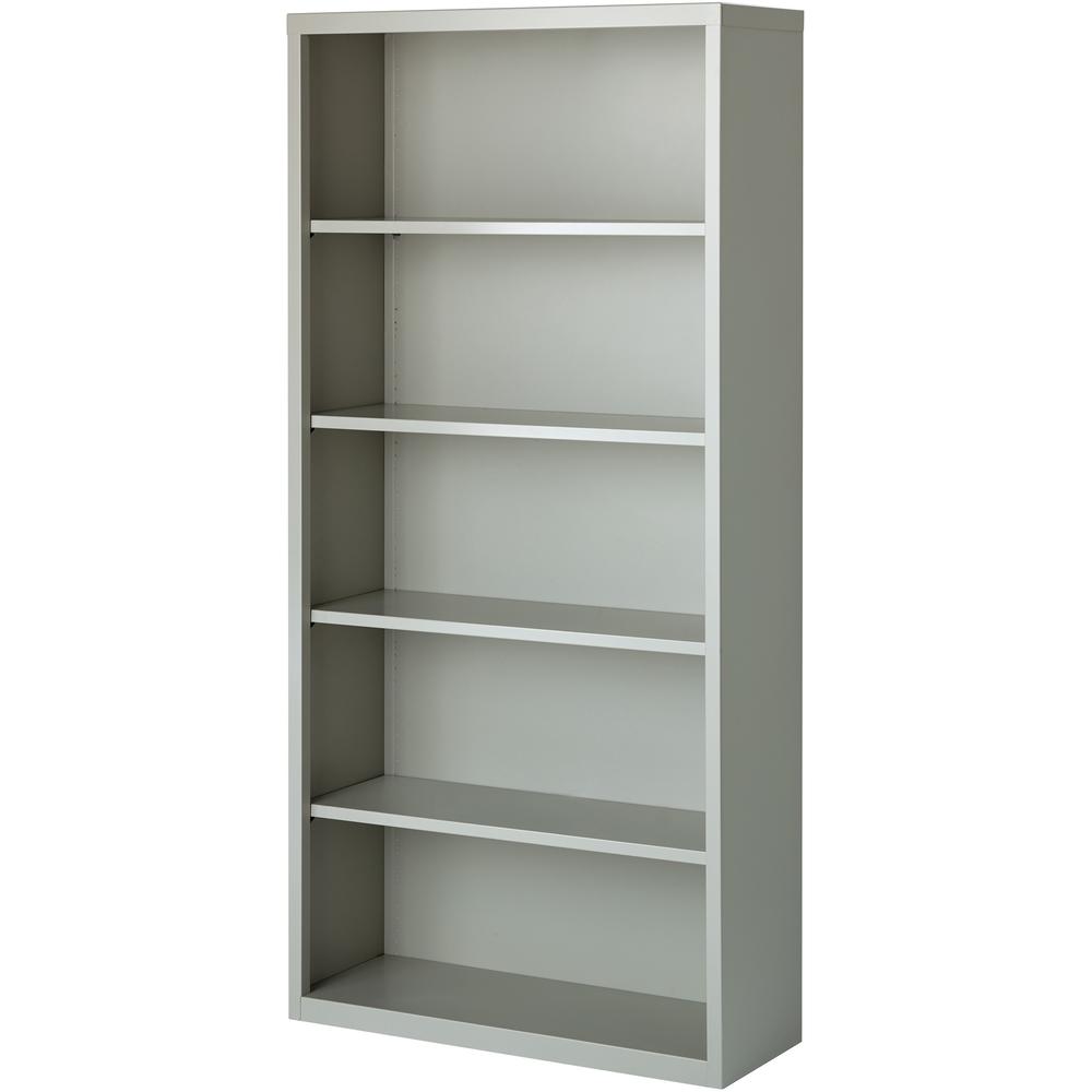 Lorell Fortress Series Bookcases - 34.5" x 13" x 72" - 5 Shelves - Light Gray - Powder Coated Steel - Recycled