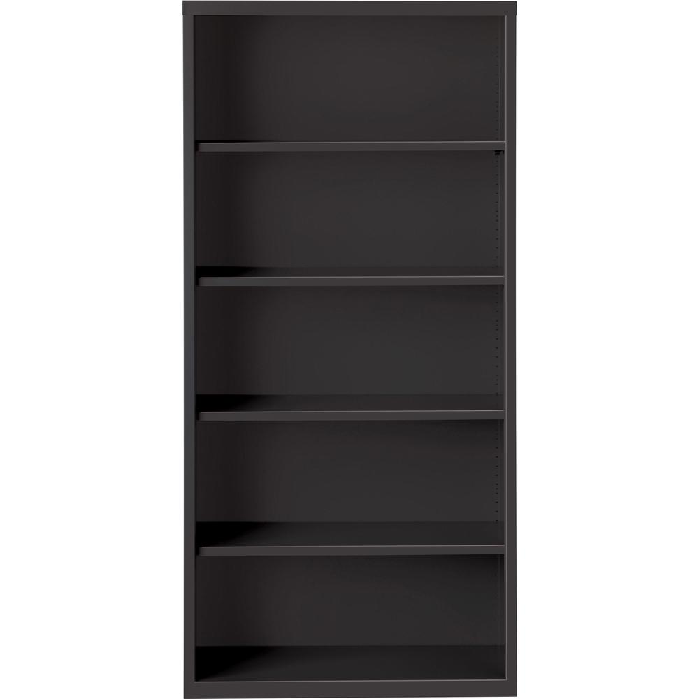 Lorell Fortress Bookcase - 34.5" x 13" x 72" - 5 Shelves - Black - Powder Coated Steel - Recycled
