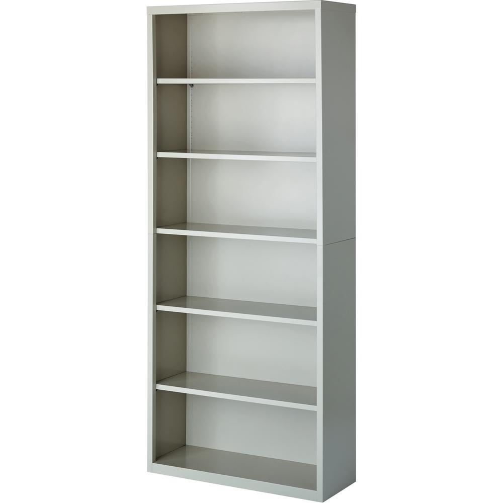 Lorell Fortress Bookcases - 34.5" x 13" x 82" - 6 Shelves - Light Gray - Powder Coated Steel - Recycled - Assembly Required