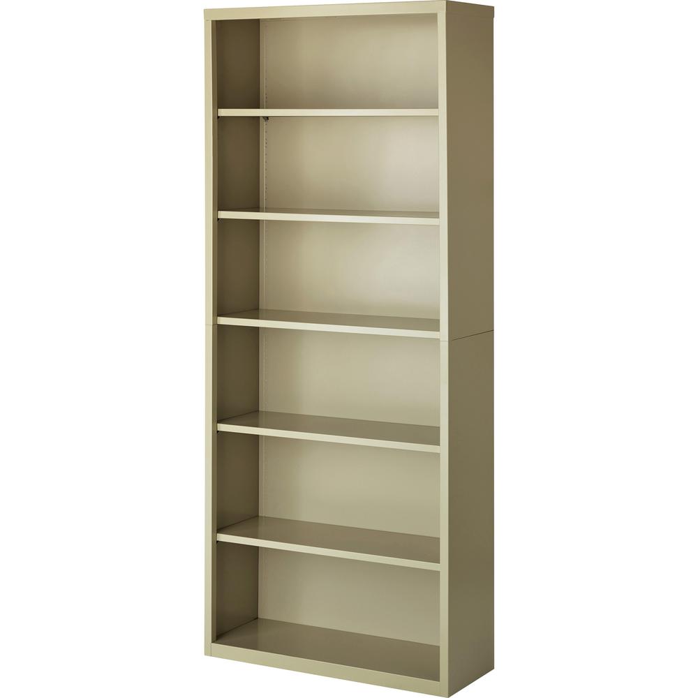 Lorell Fortress Bookcase - 34.5" x 13" x 82" - 6 Shelves - Putty - Powder Coated Steel - Recycled