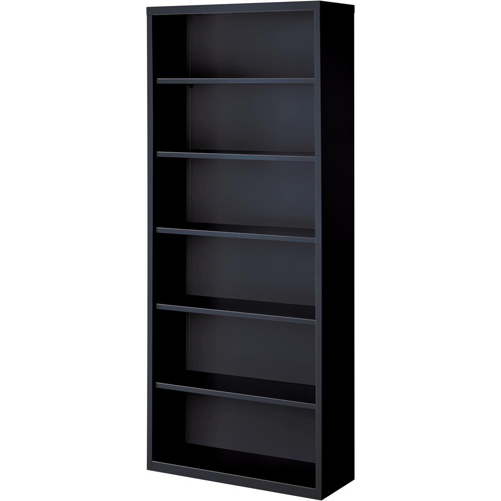 Lorell Fortress Series Bookcases - 34.5" x 13" x 82" - 6 Shelves - Black - Powder Coated Steel - Recycled