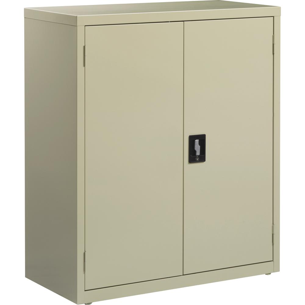 Lorell Fortress Series Storage Cabinets - 18" x 36" x 42" - 3 Shelves - Recessed Locking Handle, Hinged Door - Putty - Powder Coated Steel - Recycled