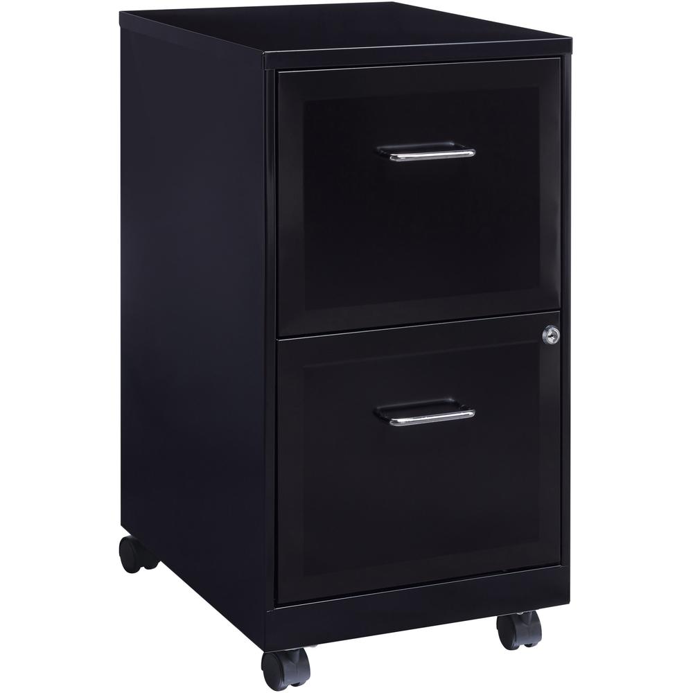 Lorell SOHO 18" 2-Drawer Mobile File Cabinet - Black, Locking Drawer, Pull Handle