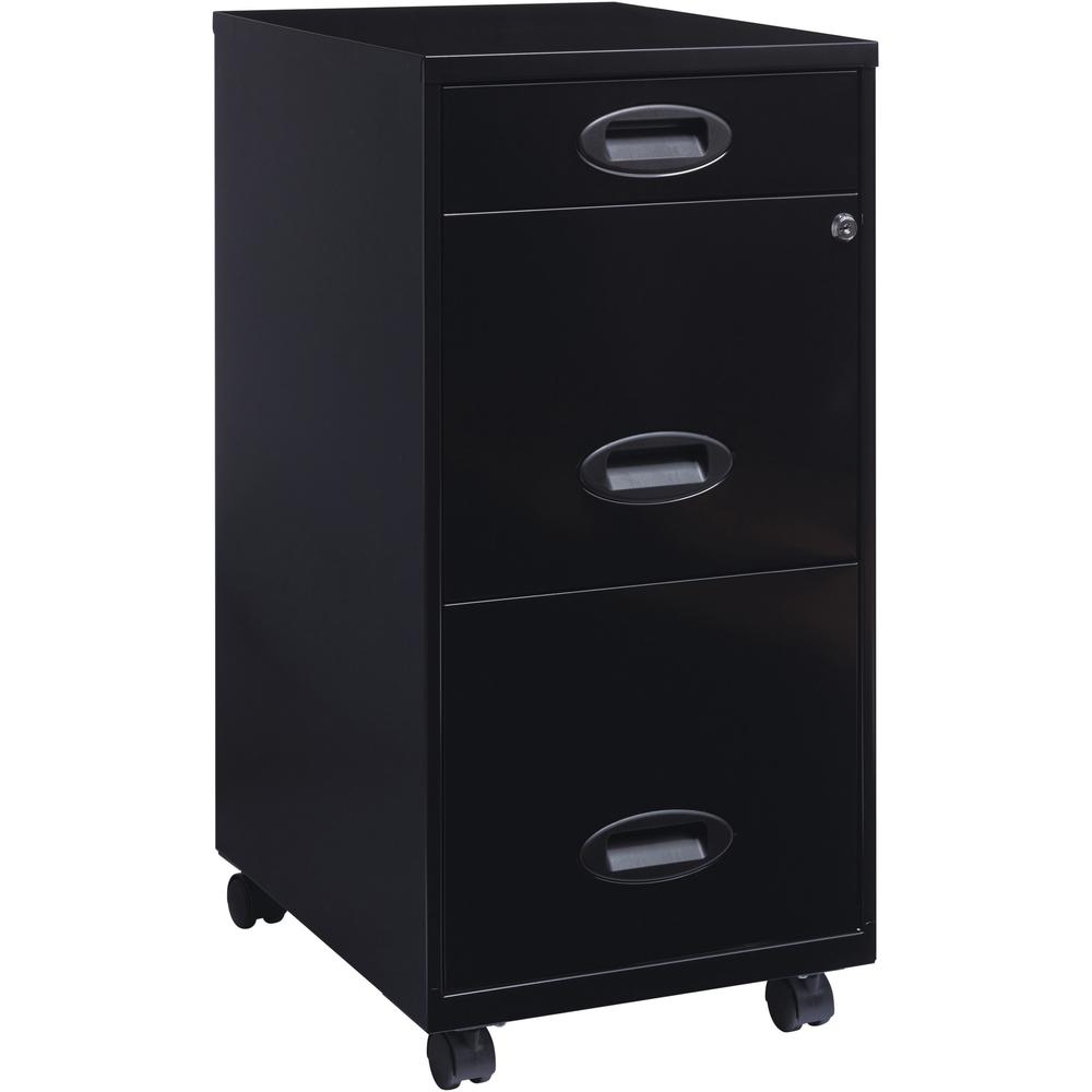 Lorell SOHO 18" 3-Drawer File Cabinet - Black, Letter Size, Locking Drawer