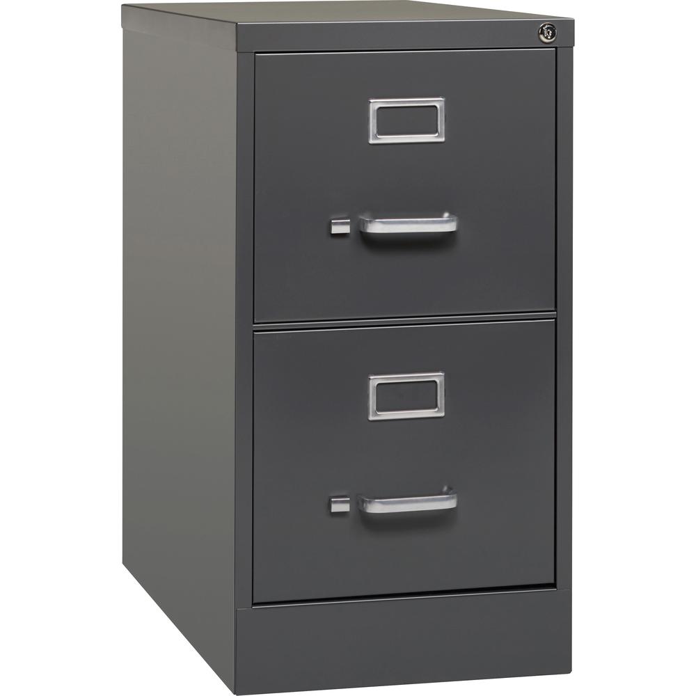 Lorell 2-Drawer Vertical File Cabinet - 26.5" x 15" x 28.4" - Letter Size - Charcoal