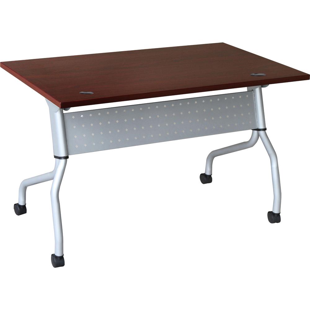Lorell Mahogany Flip Top Training Table - Rectangle Top - Four Leg Base - 29.50" Height - Assembly Required