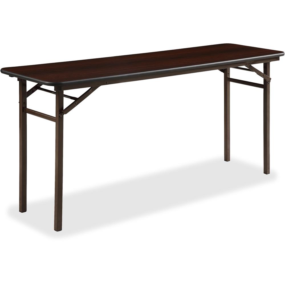 Lorell Mahogany Folding Banquet Table - 60" x 18" x 0.62" - 29" Height