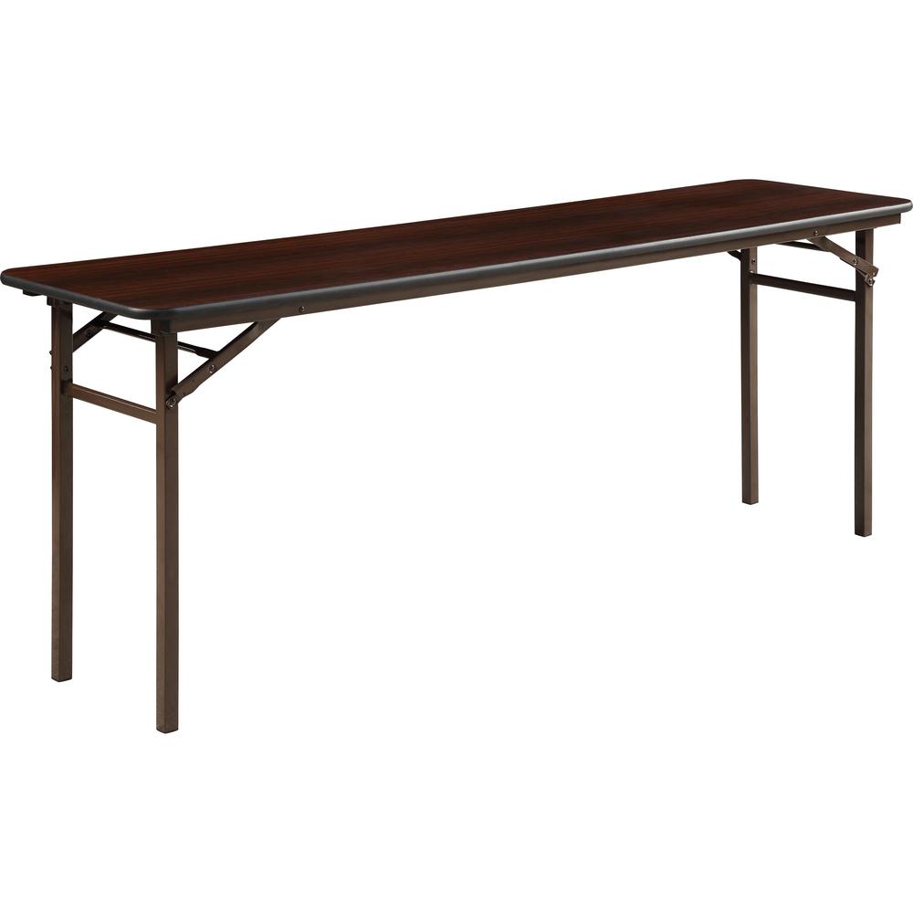 Lorell Mahogany Folding Banquet Table - 72" x 18" x 0.62" - 29" Height