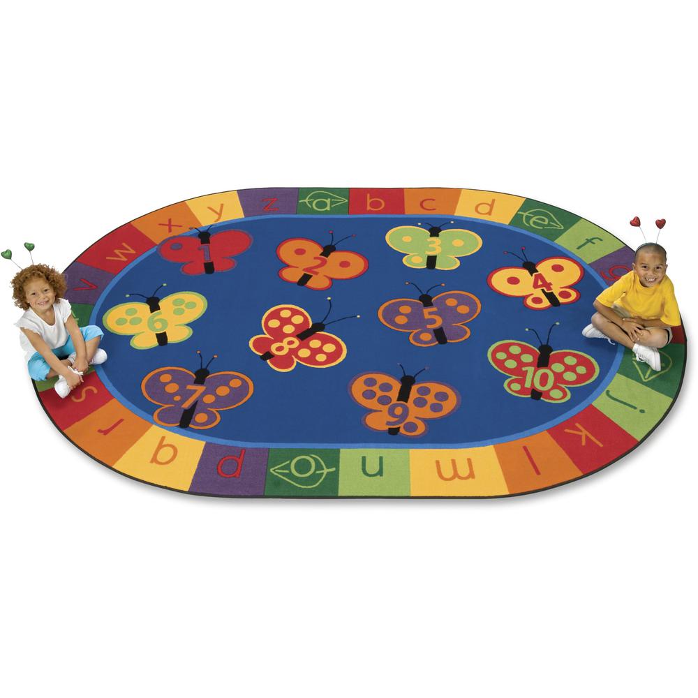 This is the image of Carpets for Kids 123 ABC Butterfly Fun Oval Rug - 65" x 46"