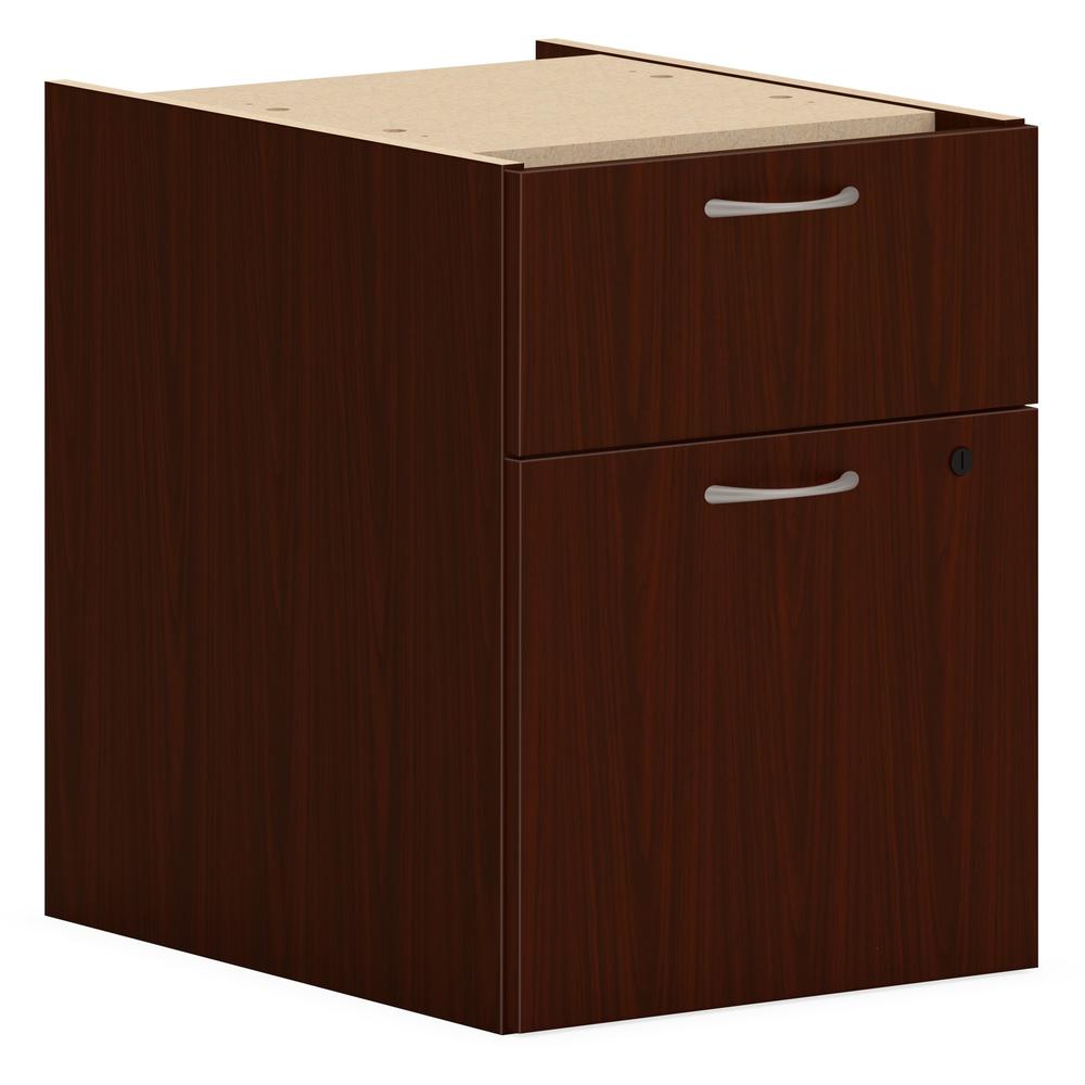 This is the image of HON Mod HLPLPHBF Pedestal - 15" x 20" x 20" - 2 Box, File Drawers - Traditional Mahogany Finish