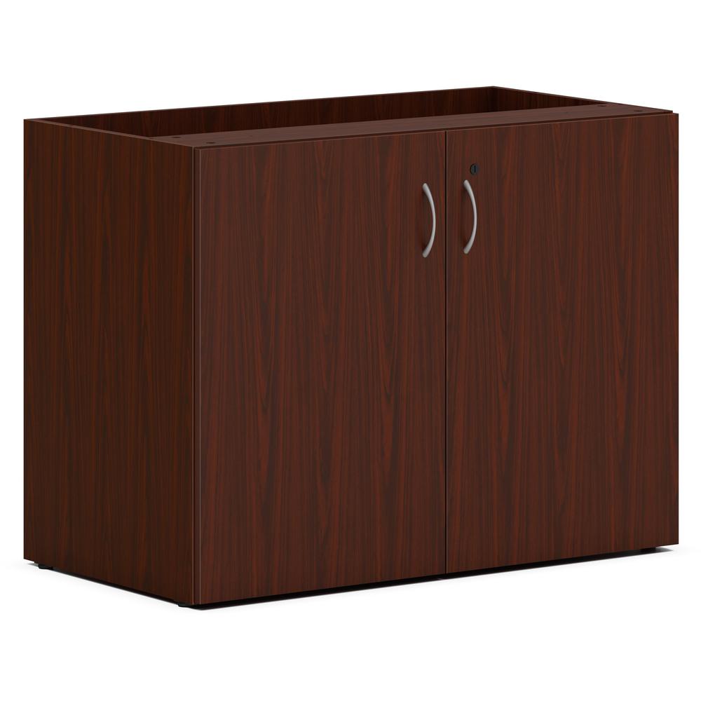 This is the image of HON Mod HLPLSC3620 Storage Cabinet - 36" x 20" x 29" - 2 Doors - Traditional Mahogany Finish