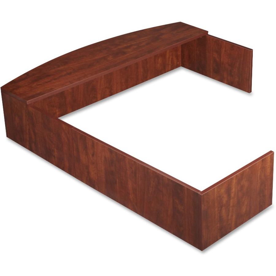 Lorell Essentials L-Shaped Reception Counter - 76.8" W x 66.1" D x 14.8" H - Wood Laminate - Cherry