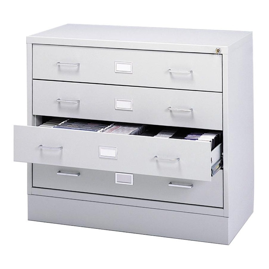 A/V Equipment Cabinet - 200 lb Load Capacity - 27.8" H x 37" W x 17.5" D - Freestanding - Baked Enamel - Steel - Light Gray, Chrome