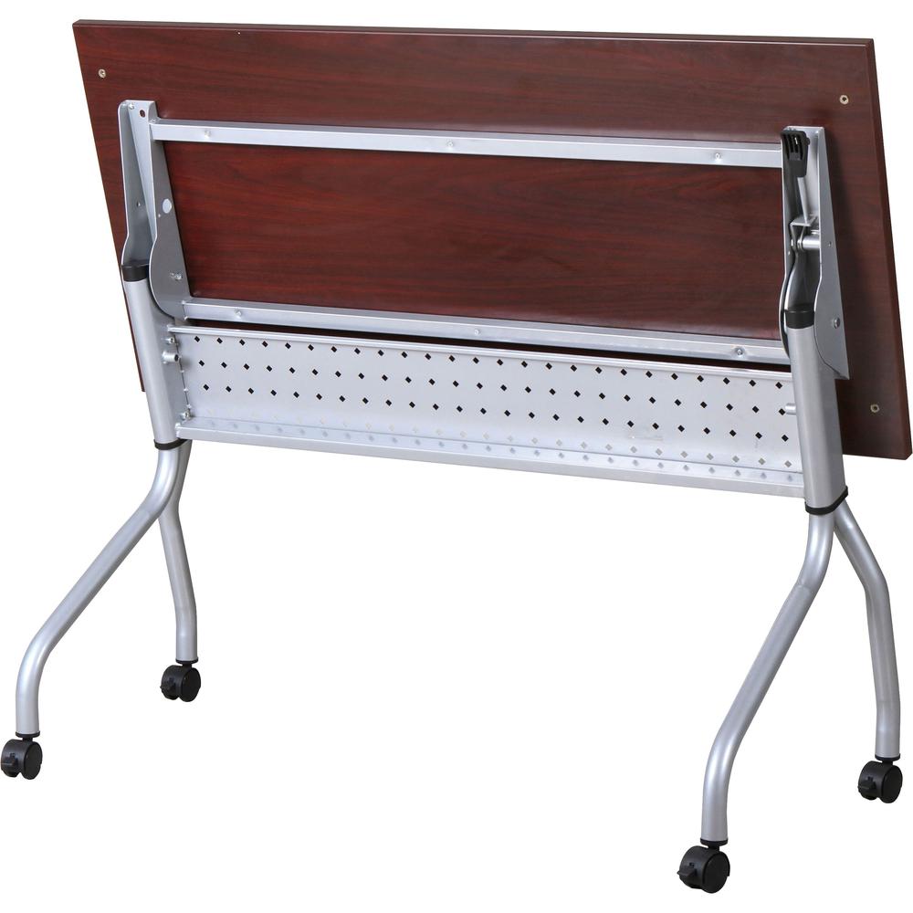 Lorell Mahogany Flip Top Training Table - Rectangle Top - Four Leg Base - 29.50" Height - Assembly Required