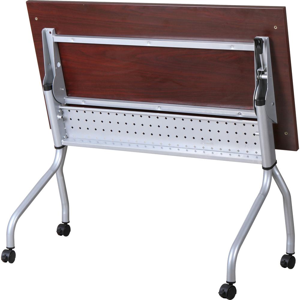 Lorell Mahogany Flip Top Training Table - Rectangle Top - Four Leg Base - 29.50" Height - Assembly Required