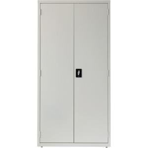 Lorell Fortress Storage Cabinet - 36" x 18" x 72" - 5 Shelves - Locking Handle, Hinged Door - Light Gray - Powder Coated Steel - Recycled