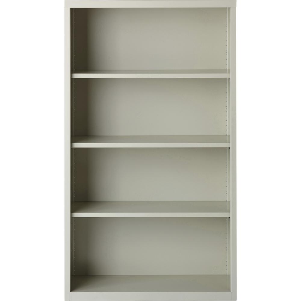 Lorell Fortress Bookcase - 34.5" x 13" x 60" - 4 Shelves - Light Gray - Powder Coated Steel - Recycled