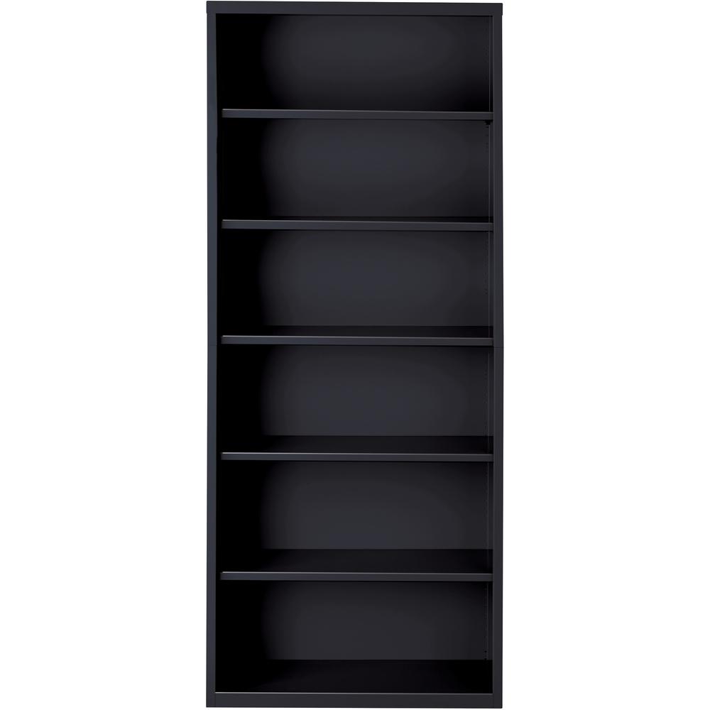 Lorell Fortress Series Bookcases - 34.5" x 13" x 82" - 6 Shelves - Black - Powder Coated Steel - Recycled