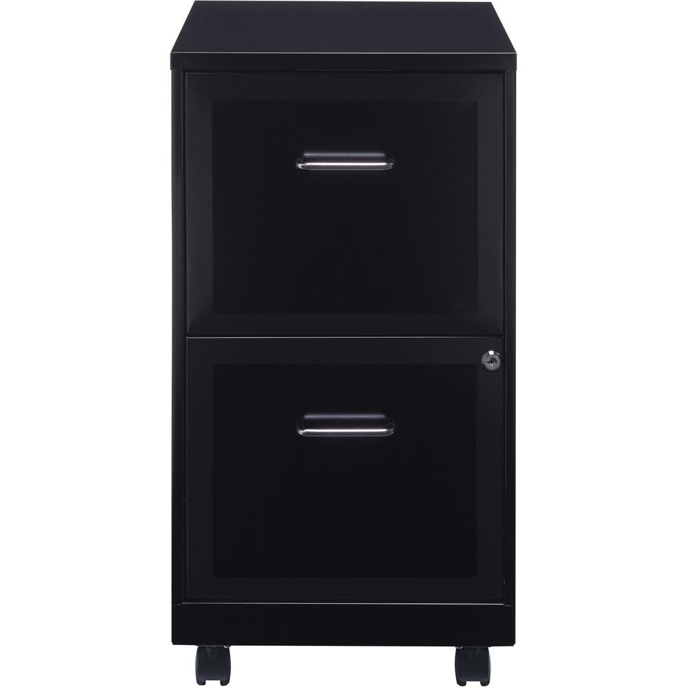 Lorell SOHO 18" 2-Drawer Mobile File Cabinet - Black, Locking Drawer, Pull Handle