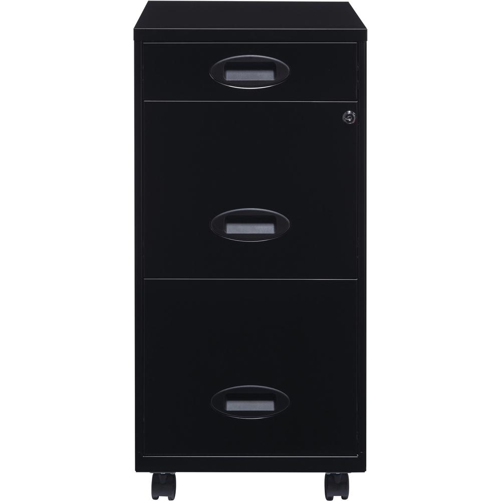 Lorell SOHO 18" 3-Drawer File Cabinet - Black, Letter Size, Locking Drawer
