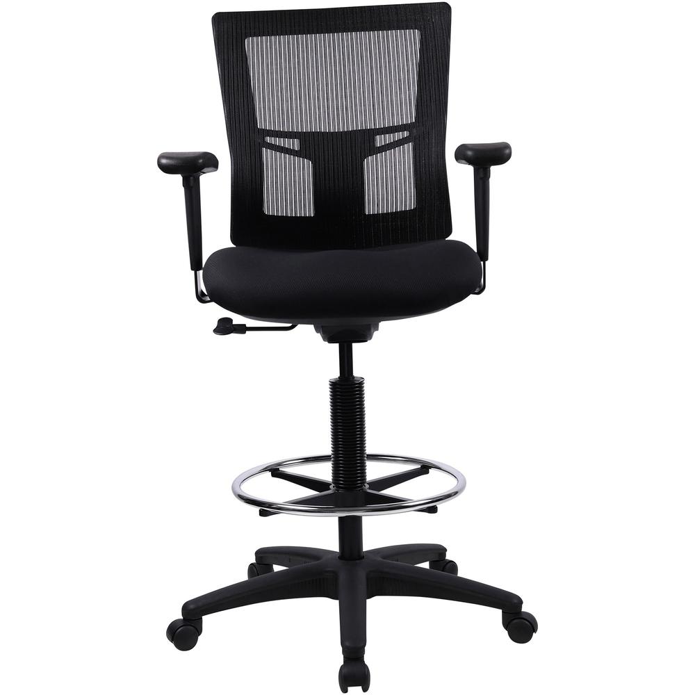 Lorell Mesh Back Drafting Stool - Black Seat and Back - 5-star Base - 1 Each