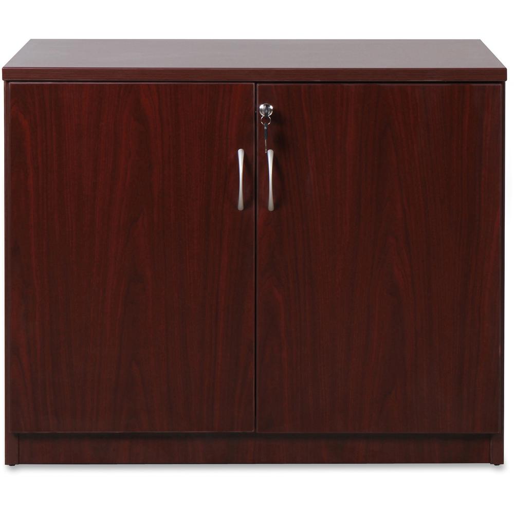 Lorell Essentials Mahogany 2-door Storage Cabinet - 36" x 22.5" x 29.5" - Laminate - Assembly Required