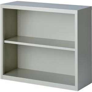 Lorell Fortress Bookcases - 34.5" x 13" x 30" - 2 Shelves - Light Gray - Powder Coated Steel - Recycled