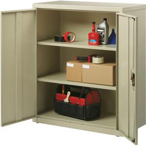 Lorell Fortress Series Storage Cabinets - 18" x 36" x 42" - 3 Shelves - Recessed Locking Handle, Hinged Door - Putty - Powder Coated Steel - Recycled