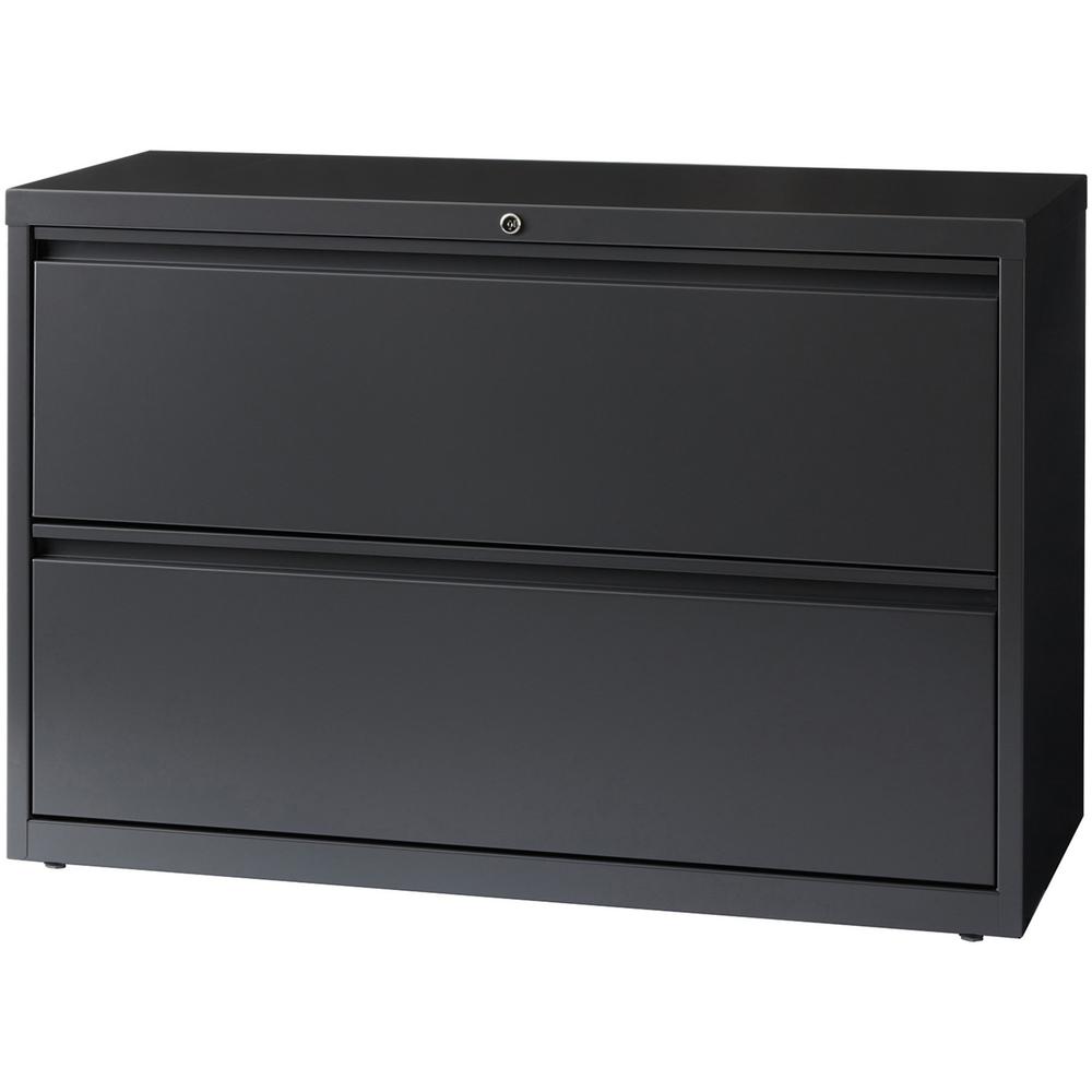 Lorell 2-Drawer Lateral File - 42" x 18.6" x 28.1" - Legal, Letter, A4 - Rust Proof - Charcoal