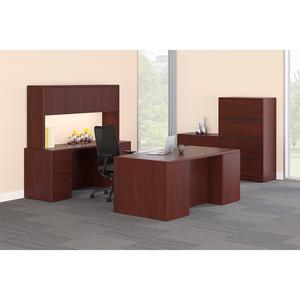 HON 10700 Series Right-Pedestal Credenza - 72" x 24" x 29.5" - 2 File Drawers - Single Pedestal - Waterfall Edge - Wood Material - Laminate Finish, Mahogany