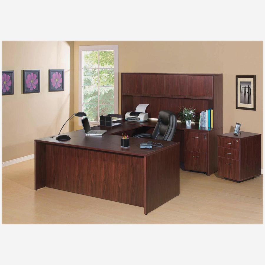 Lorell Essentials Rectangular Credenza - 66.1" x 35.4" x 29.5" - Laminate, Mahogany Finish