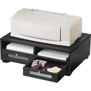Victor 1130-5 Midnight Black Printer Stand - 2 X Shelf(Ves) - 7.8" Height X 21.8" Width X 15.3" Depth - Desktop - Matte - Wood, Glass - Black