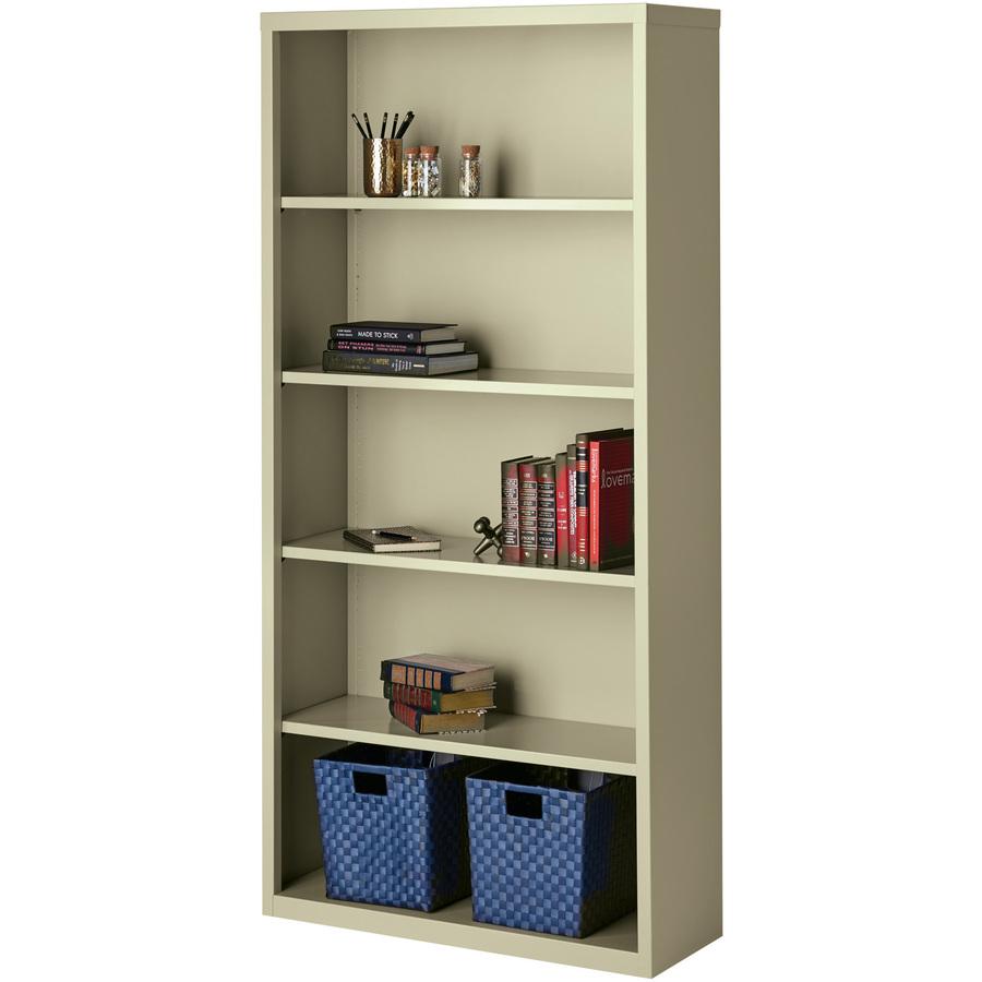 Lorell Fortress Series Bookcases - 34.5" x 13" x 72" - 6 Shelves - Putty - Powder Coated Steel - Recycled
