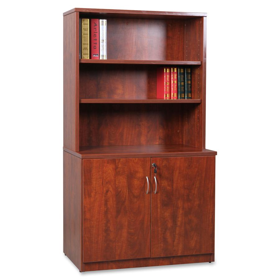 Lorell Essentials Cherry 2-door Storage Cabinet - 36" x 22.5" x 29.5" - Cherry Finish - Assembly Required