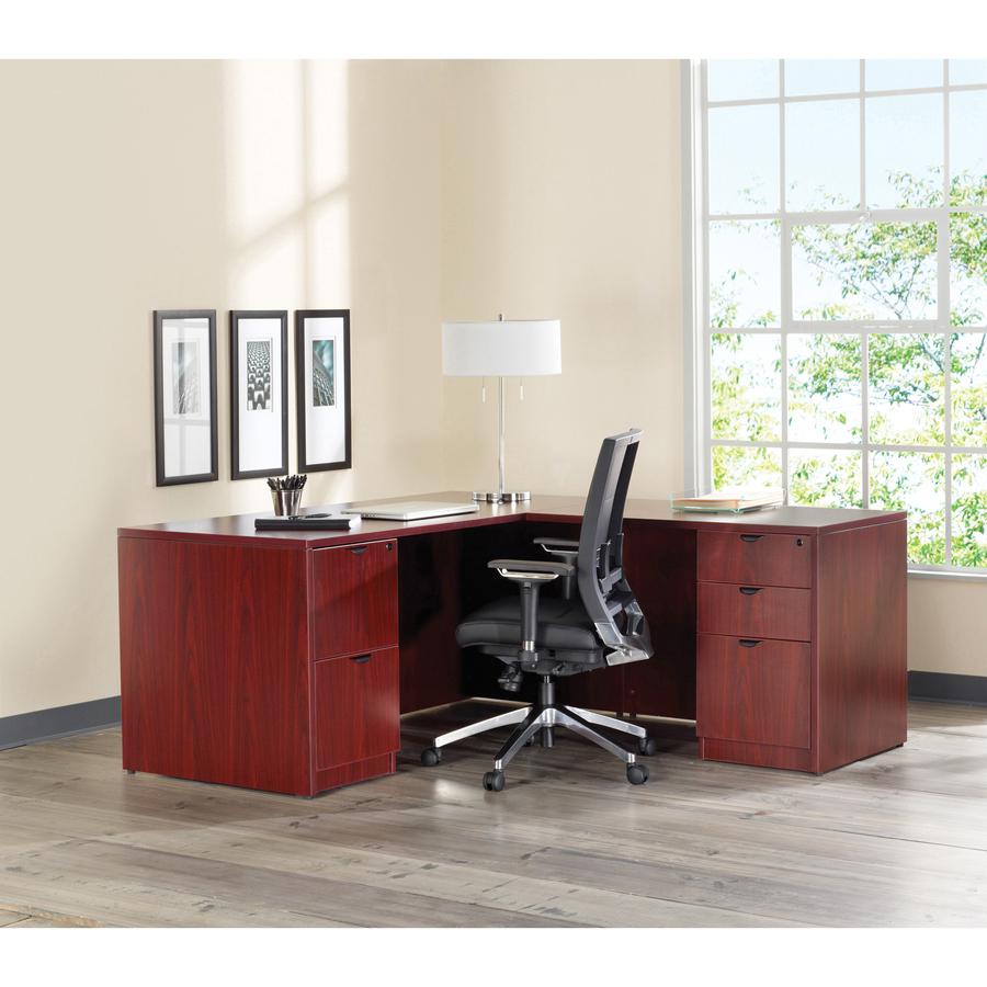 Lorell Prominence 2.0 Mahogany Laminate Left Return - 2-Drawer - 48" x 24" x 29" - 1" Top - 2 x File Drawer(s) - Band Edge - Material: Particleboard - Finish: Mahogany Laminate, Thermofused Melamine (TFM)
