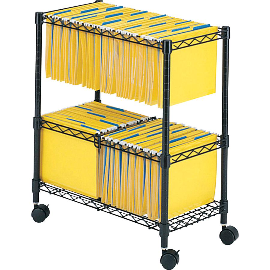 Safco Rolling File Cart - 300 lb Capacity - 4 Casters - Steel - 25.8" Width x 14" Depth x 29.8" Height - Black