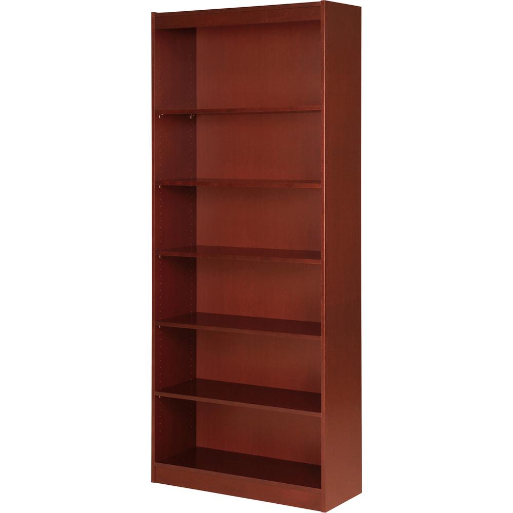 Lorell Panel Bookcase - 36" x 12" x 84" - 6 Shelves - Veneer - Cherry Finish
