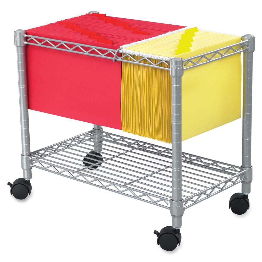 Safco 5201GR Wire Mobile File - 1 Shelf - 300 lb Capacity - 4 Casters - Steel - Gray