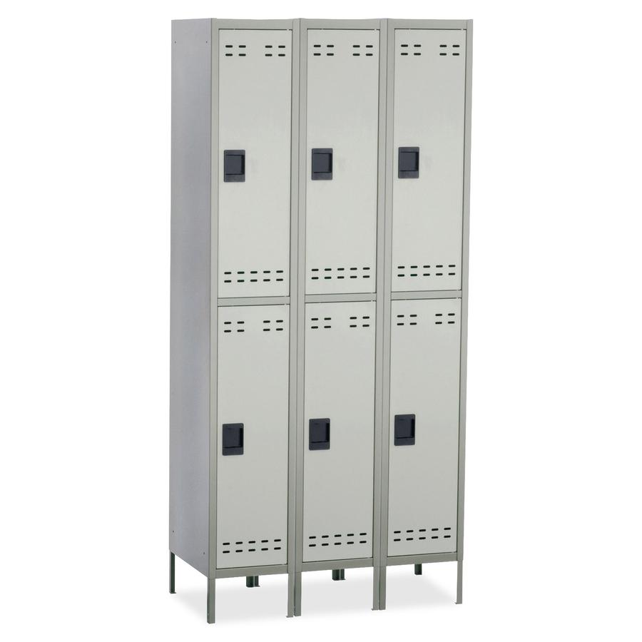 Safco Double-Tier Locker - 36" x 18" x 78" - 3 Shelves - Recessed Locking Handle - Gray - Steel