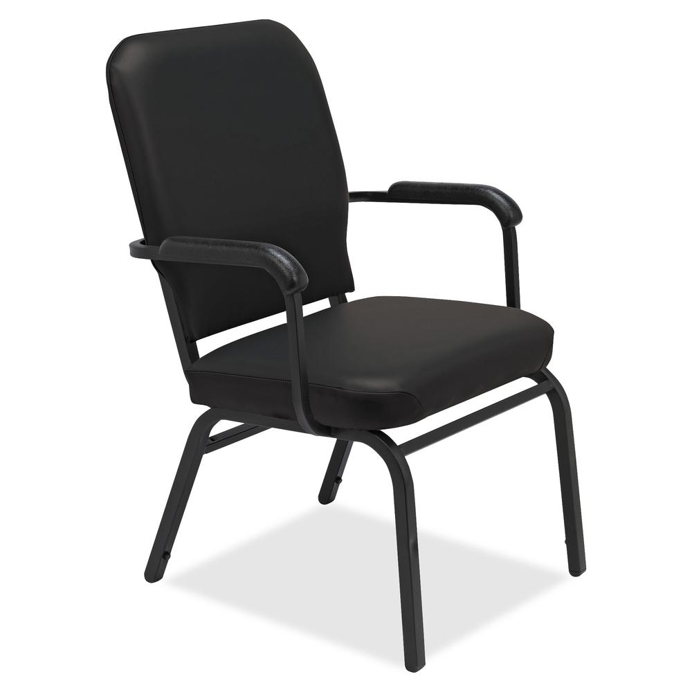 Lorell Oversized Stack Chairs - Black Vinyl Seat & Back - Steel Frame - 2 / Carton