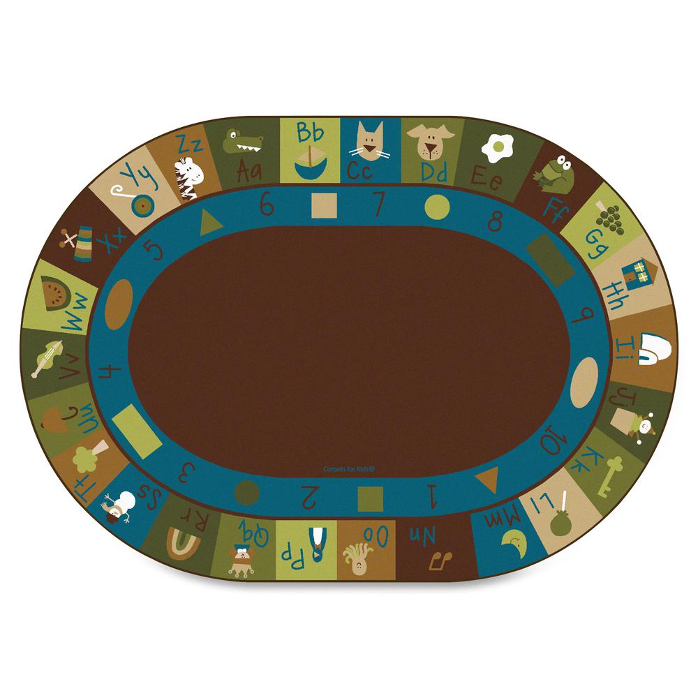 Carpets for Kids Learning Blocks Nature Oval Rug - 11.67 ft Length x 99" Width