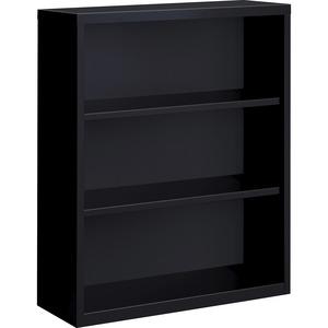 Lorell Fortress Series Bookcases - 34.5" x 13" x 42" - 3 Shelves - Black - Powder Coated Steel - Recycled