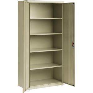 Lorell Fortress Series Storage Cabinet - 36" x 18" x 72" - 5 Shelves - Recessed Locking Handle, Hinged Door - Putty - Powder Coated Steel - Recycled